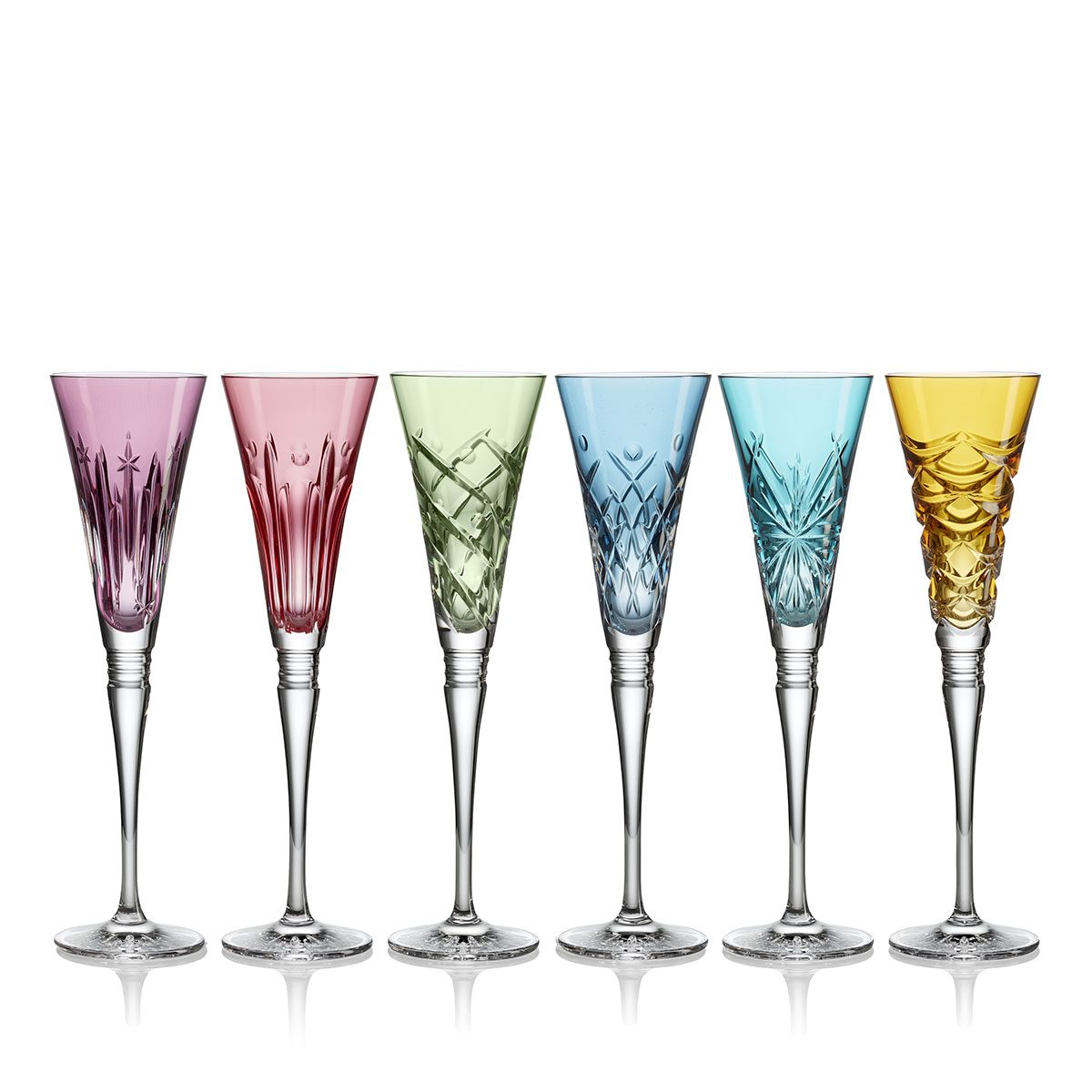 Waterford 2024 Winter Wonders Flutes, Assorted Colors, Set of 6